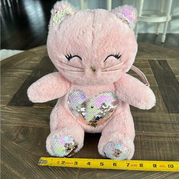 NWOT The Children's Place Powder Pink Plush Cat Backpack Purse Bag NEW - Picture 15 of 17